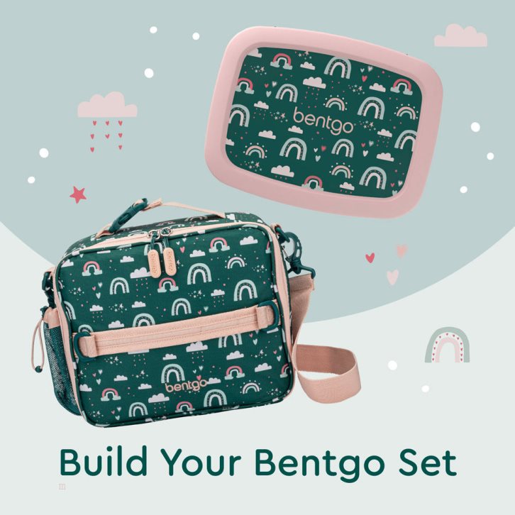 Green Multicolor Bentgo Prints Kids' Lunch Bag USA | 061482CGU