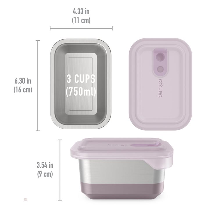 Lunch Size 3 Cups - Dusk Bentgo MicroSteel Heat & Eat Container Adults Lunch Box USA | 807126TGV