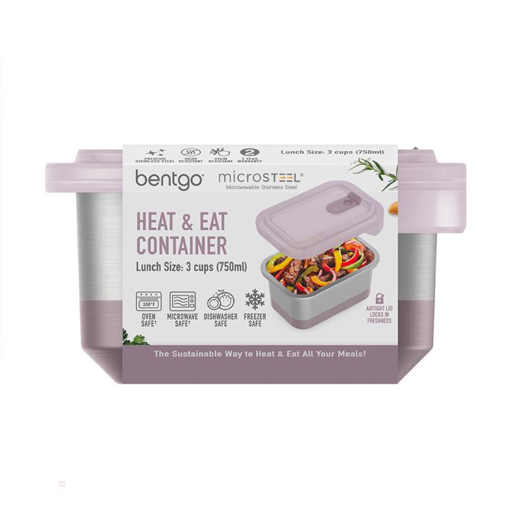 Lunch Size 3 Cups - Dusk Bentgo MicroSteel Heat & Eat Container Adults Lunch Box USA | 807126TGV