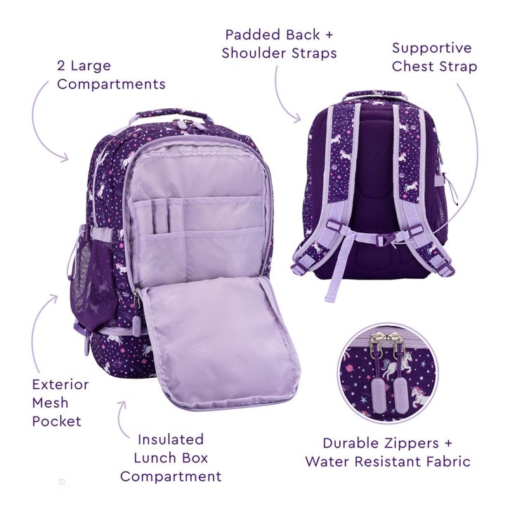 Unicorn Bentgo Prints Lunch Bag Kids' 2-in-1 Backpack USA | 163098PAH