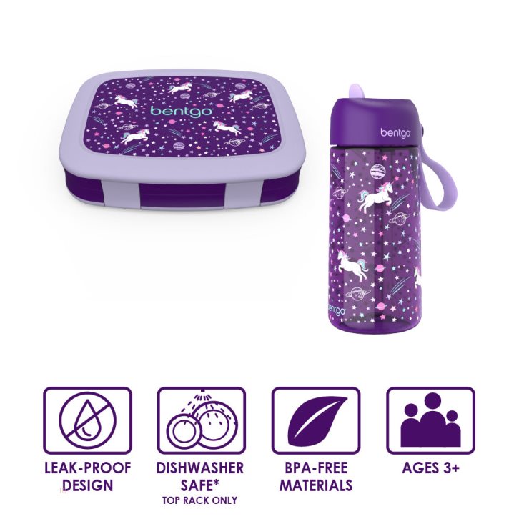 Unicorn Bentgo Prints Water Bottle & Kids' Lunch Box USA | 465189XZR